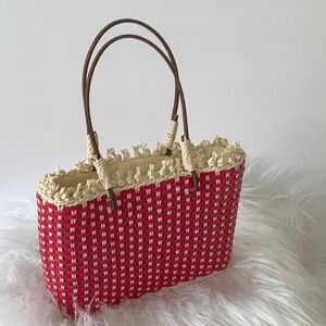 Stylish Red Woven Tote Bag